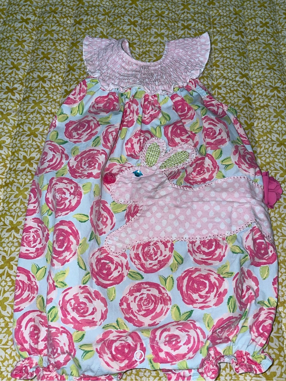 Mud Pie Pink Floral Smocked Baby Dress